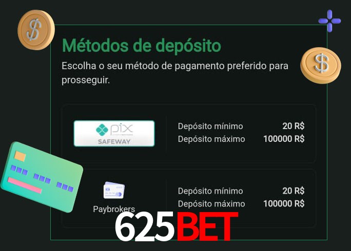 O cassino 625bet oferece uma grande variedade de métodos de pagamento